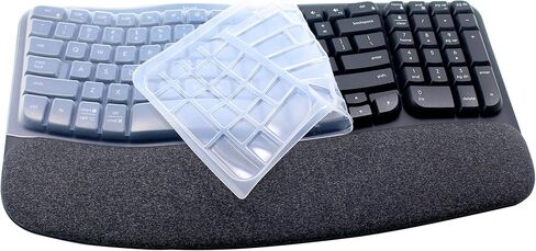 Ultra Thin Desktop PC Silicone Keyboard Cover Skin Protector Compatible with Logitech K350 MK550 MK570 Wireless Wave Keyboard (NOT for Other Desktop Keyboards) (Black) in Kuwait