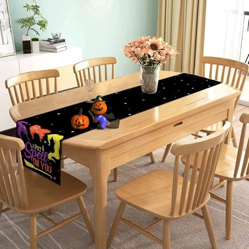 Nepnuser Hocus Pocus I Put A Spell ON You Table Runner Halloween Holiday Party Decoration Kitchen Dining Room Home Decor in Saudi Arabia