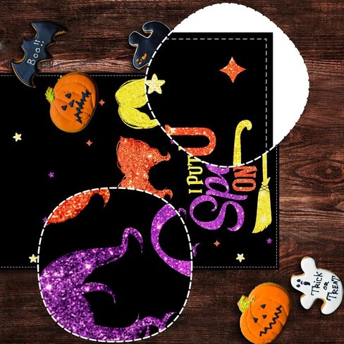 Nepnuser Hocus Pocus I Put A Spell ON You Table Runner Halloween Holiday Party Decoration Kitchen Dining Room Home Decor in Saudi Arabia