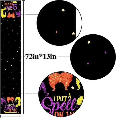 Nepnuser Hocus Pocus I Put A Spell ON You Table Runner Halloween Holiday Party Decoration Kitchen Dining Room Home Decor in Saudi Arabia