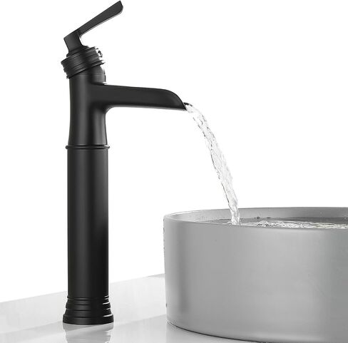Vessel Sink Bathroom Faucet, Oil Rubbed Bronze Tall Waterfall Bathroom Faucet One Hole, Single Handle Vanity Vessel Faucet, Modern Lavatory Bowl Sink Faucet with Drain in Saudi Arabia