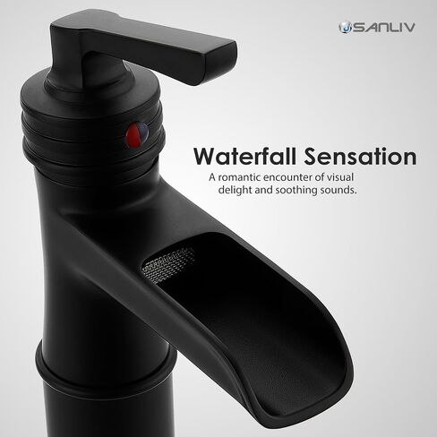 Vessel Sink Bathroom Faucet, Oil Rubbed Bronze Tall Waterfall Bathroom Faucet One Hole, Single Handle Vanity Vessel Faucet, Modern Lavatory Bowl Sink Faucet with Drain in Saudi Arabia