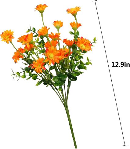 alyptus 8 Bundles Artificial Flowers for Outdoors Faux Mums UV Resistant Plastic Fall Plants Fake Greenery Orange Daisy Bulk for Home Gardenr Window Box Pathway Plante Wedding Decor (Orange) in Saudi Arabia