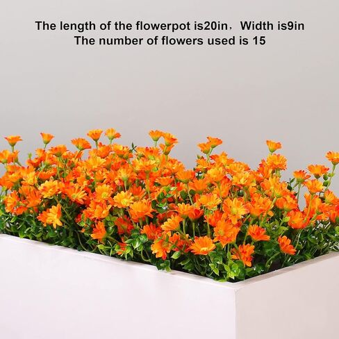 alyptus 8 Bundles Artificial Flowers for Outdoors Faux Mums UV Resistant Plastic Fall Plants Fake Greenery Orange Daisy Bulk for Home Gardenr Window Box Pathway Plante Wedding Decor (Orange) in Saudi Arabia