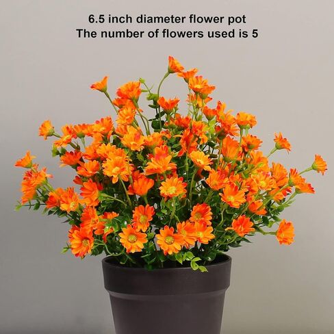 alyptus 8 Bundles Artificial Flowers for Outdoors Faux Mums UV Resistant Plastic Fall Plants Fake Greenery Orange Daisy Bulk for Home Gardenr Window Box Pathway Plante Wedding Decor (Orange) in Saudi Arabia