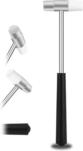 Dual Head Small Hammer, 7 Inches, Plastic Head and Metal Head, Black Plastic Grip, Double face Jewelry Mallet, Mini Hammer for Crafts, Watch, Tuning, Woodworking, Toys, DIY, Leather, Instruments in Kuwait