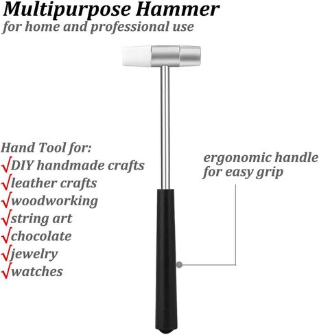 Dual Head Small Hammer, 7 Inches, Plastic Head and Metal Head, Black Plastic Grip, Double face Jewelry Mallet, Mini Hammer for Crafts, Watch, Tuning, Woodworking, Toys, DIY, Leather, Instruments in Kuwait