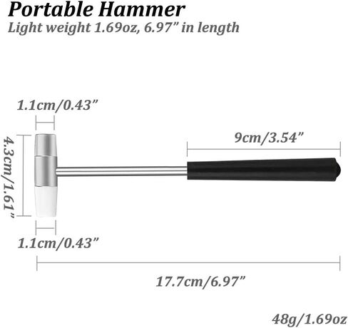 Dual Head Small Hammer, 7 Inches, Plastic Head and Metal Head, Black Plastic Grip, Double face Jewelry Mallet, Mini Hammer for Crafts, Watch, Tuning, Woodworking, Toys, DIY, Leather, Instruments in Kuwait
