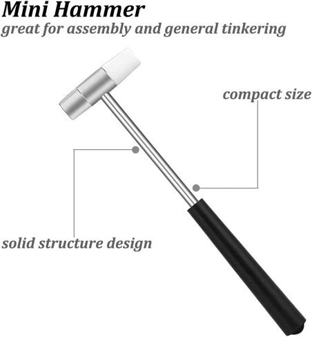 Dual Head Small Hammer, 7 Inches, Plastic Head and Metal Head, Black Plastic Grip, Double face Jewelry Mallet, Mini Hammer for Crafts, Watch, Tuning, Woodworking, Toys, DIY, Leather, Instruments in Kuwait