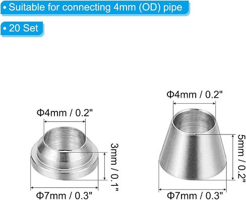 PATIKIL 6mm Tube OD 304 Stainless Steel Compression Tube Fitting Sleeve, 20 Pack Double Ferrule Ring Tubing Fitting Assortment Kit, Silver in Kuwait