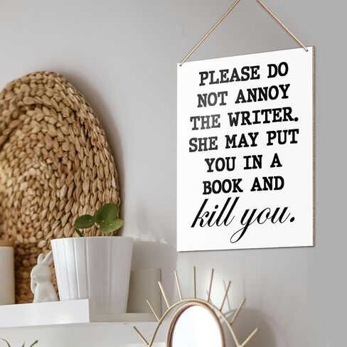 UDNADKEX Funny Writer Wall Decor, Please Do Not Annoy The Writer, Gift for Writer Author Novelist Typewriter, Write Decor for Home Office Door Bedroom Living Room Wooden Decor Writing Decoration in Saudi Arabia