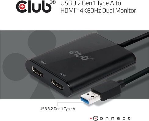Club3D CSV-1474 USB 3.2 Gen1 Type A to HDMI Dual Monitor 4K60Hz in Saudi Arabia