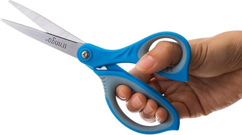 LIVINGO 7" Student Scissors, Sharp Stainless Steel Pointed Tip Blades Shears for Middle School Kids Crafting Project, Comfort Right/Left-handed, Assorted Color, 3 Pack in Kuwait