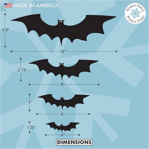 16 x Halloween Bat Window Clings - Halloween Window Clings Bats Vinyl - Window Bats Halloween Decor - Halloween Window Decorations Stickers (16 x Bat Window Clings) in Kuwait