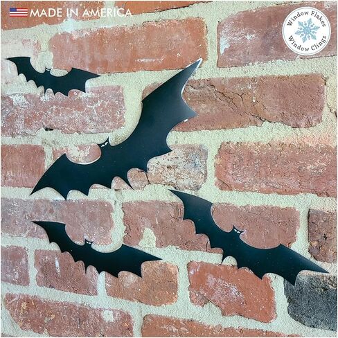 16 x Halloween Bat Window Clings - Halloween Window Clings Bats Vinyl - Window Bats Halloween Decor - Halloween Window Decorations Stickers (16 x Bat Window Clings) in Kuwait