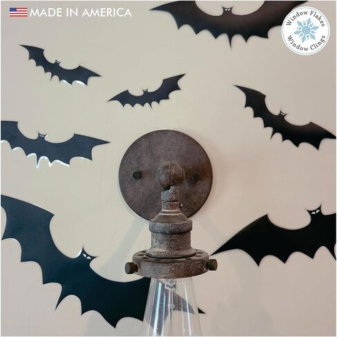 16 x Halloween Bat Window Clings - Halloween Window Clings Bats Vinyl - Window Bats Halloween Decor - Halloween Window Decorations Stickers (16 x Bat Window Clings) in Kuwait