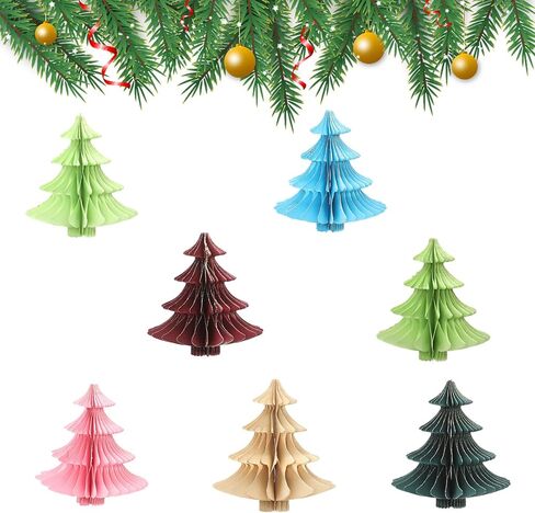7PCS Hanging Honeycomb Paper Ornaments Christmas Tree Decorations, Tissue Paper Balls Party Christmas Backdrop, Geo in Saudi Arabia