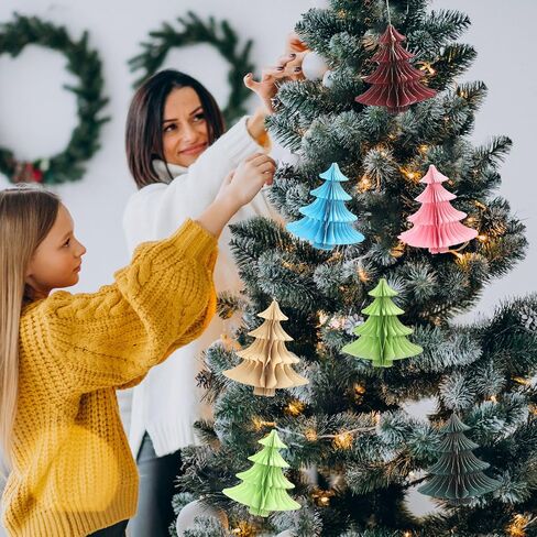 7PCS Hanging Honeycomb Paper Ornaments Christmas Tree Decorations, Tissue Paper Balls Party Christmas Backdrop, Geo in Saudi Arabia