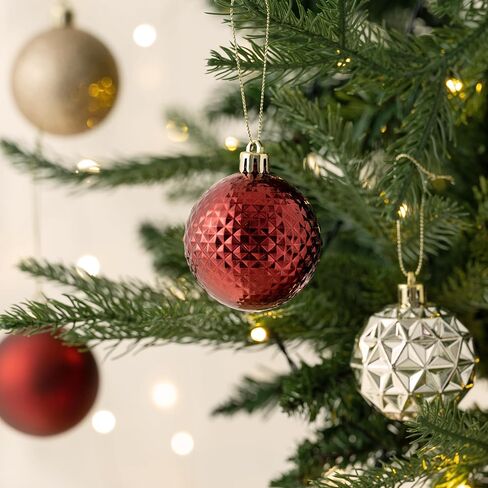 Valery Madelyn Christmas Tree Decorations Ornament Set for Fall Halloween Decor, 50ct Burgundy Red and Gold Shatterproof Christmas Ball Ornaments Bulk, 2.36 Inches Hanging Decor for Xmas Holiday Party in Saudi Arabia