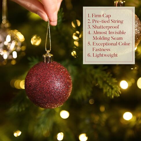 Valery Madelyn Christmas Tree Decorations Ornament Set for Fall Halloween Decor, 50ct Burgundy Red and Gold Shatterproof Christmas Ball Ornaments Bulk, 2.36 Inches Hanging Decor for Xmas Holiday Party in Saudi Arabia