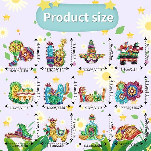 yalkin 12pcs جنوم الماس اللوحة المفاتيح، 5D DIY مجموعات الفن الماس للأطفال والكبار، على شكل خاص الحفر الكامل الماس حلقة رئيسية مجموعة مجموعات قلادة الماس لحقيبة الظهر حقيبة الكتف الملحقات in Kuwait