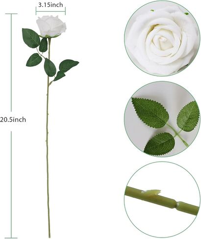 10Pcs Roses Artificial Flowers Fake Roses Silk Roses with Faux Roses with Stems for Home Kitchen Bathroom Wedding Party Decorations(Red) in Saudi Arabia