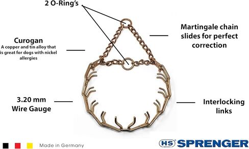 Herm Sprenger Curogan Prong Dog Training Collar Ultra-Plus Pet Pinch Collar Hypoallergenic Nickel Free No-Pull Collar for Dogs Made in Germany 2.25mm x 16in Small in Kuwait
