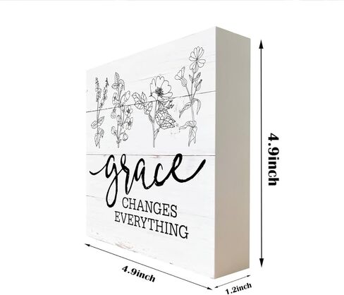 علامات الخشب المسيحي، نعمة تغير كل شيء علامات خشبية، علامة مربع ديكور الطاولة، لوحة كتلة خشبية ملهمة، لوحة كتلة خشبية زخرفية، ديكور منزلي، ديكور طاولة المزرعة، هدايا للنساء in Kuwait