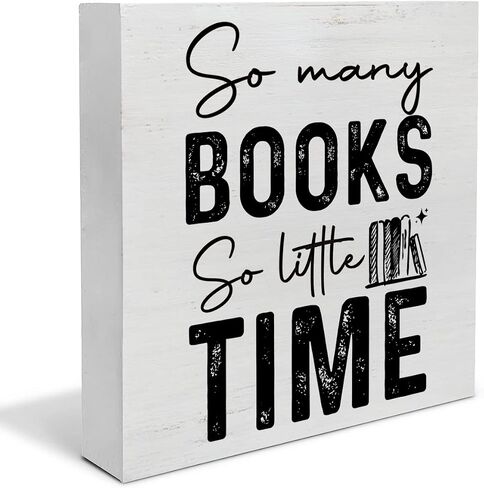 Bookworm Quote Wood Box Sign Decor Desk Sign So Many Books So Little Time Wooden Box Block Sign Rustic Home Office Library Shelf Wall Decoration in Saudi Arabia