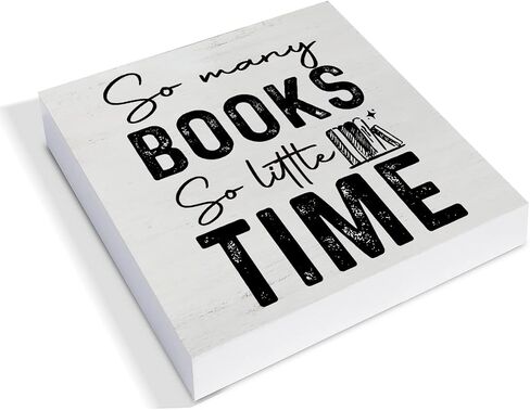 Bookworm Quote Wood Box Sign Decor Desk Sign So Many Books So Little Time Wooden Box Block Sign Rustic Home Office Library Shelf Wall Decoration in Saudi Arabia