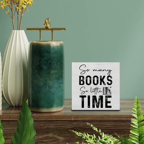 Bookworm Quote Wood Box Sign Decor Desk Sign So Many Books So Little Time Wooden Box Block Sign Rustic Home Office Library Shelf Wall Decoration in Saudi Arabia