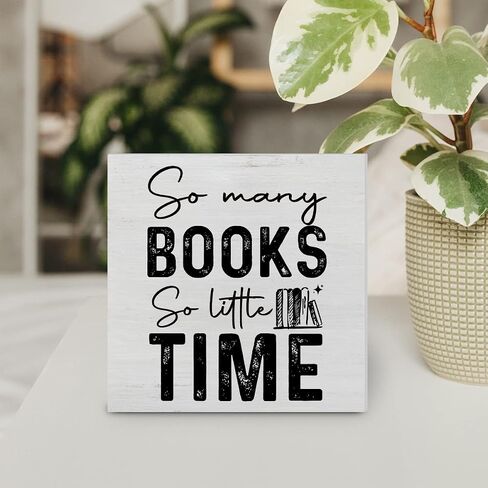 Bookworm Quote Wood Box Sign Decor Desk Sign So Many Books So Little Time Wooden Box Block Sign Rustic Home Office Library Shelf Wall Decoration in Saudi Arabia