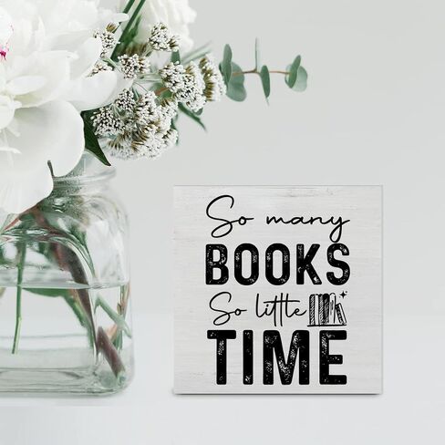 Bookworm Quote Wood Box Sign Decor Desk Sign So Many Books So Little Time Wooden Box Block Sign Rustic Home Office Library Shelf Wall Decoration in Saudi Arabia