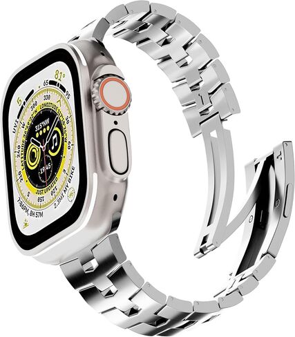 LDFAS Compatible for Apple Watch Ultra 2 Band 49mm Titanium Metal[Super Scratch Resistant] Men Watch Strap Compatible for Apple Watch Series 9/8 45mm Band in Kuwait