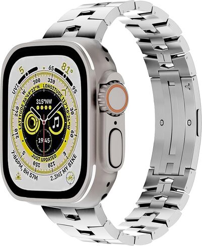 LDFAS Compatible for Apple Watch Ultra 2 Band 49mm Titanium Metal[Super Scratch Resistant] Men Watch Strap Compatible for Apple Watch Series 9/8 45mm Band in Kuwait