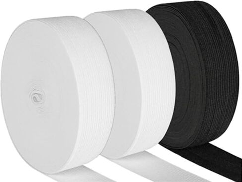 Magnoloran 2 Pack 20 Yard 2 Inch Wide Sewing Elastic Band Knit Elastic Spool Braided Elastic Heavy Stretch High Elasticity for Sewing Pants Waistband, Wigs, Skirts, Craft DIY Projects (Black&White) in Saudi Arabia