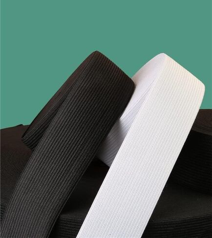 Magnoloran 2 Pack 20 Yard 2 Inch Wide Sewing Elastic Band Knit Elastic Spool Braided Elastic Heavy Stretch High Elasticity for Sewing Pants Waistband, Wigs, Skirts, Craft DIY Projects (Black&White) in Saudi Arabia
