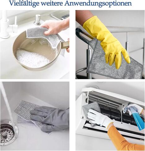 2024 New Double Layer Non-Scratch Wire Dishcloth，5 pcs Multipurpose Wire Dishwashing Rags for Wet and Dry,Scrubs & Cleans for Dishes, Sinks, Counters, Stove Tops (5 pcs Double Layer Wire Dishcloth) in Saudi Arabia