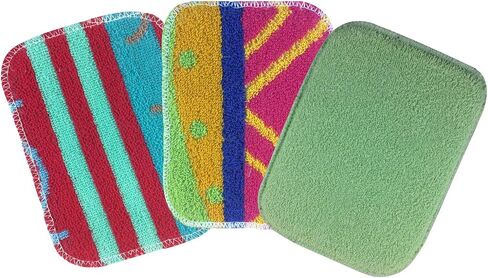 Scrub-Wow: 2 Original European Scrubbies & 1 Scrub Sponge. Non-Scratch Scouring Cleaning Pads. Heavy-Duty Reusable Household Cleaning Cloth, Safe for Teflon, Enviro-Friendly, Assorted Colors in Saudi Arabia