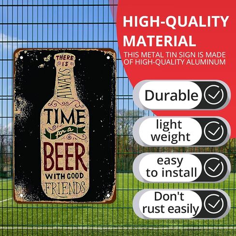 Vintage Metal Beer Tin Sign [6 Pcs] Funny Vintage Bar Accessories Unique Bar Wall Decor Garage Man Cave Restaurant Kitchen Home Art Wall Decoration Plaque 12 X 8 Inches in Kuwait