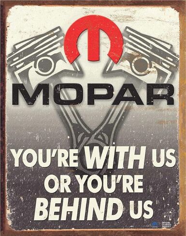 Desperate Enterprises Mopar - Behind Us Tin Sign - Nostalgic Vintage Metal Wall Décor - Made in USA in Saudi Arabia