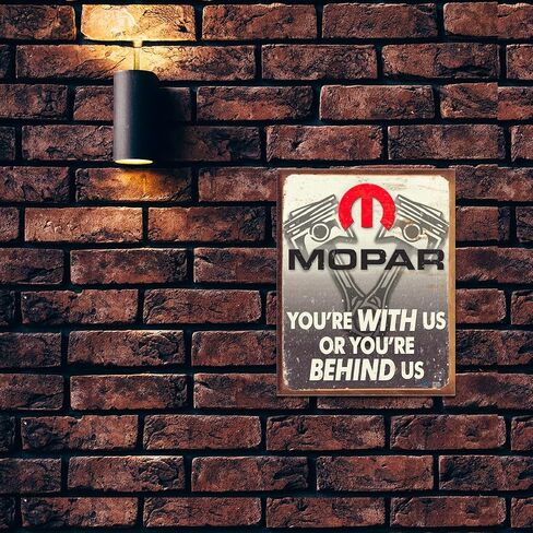 Desperate Enterprises Mopar - Behind Us Tin Sign - Nostalgic Vintage Metal Wall Décor - Made in USA in Saudi Arabia