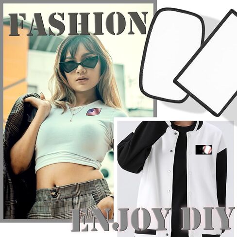 30 PCs Large Sublimation Patches - Iron On Blank Patches for DIY Hats Caps Backpack Uniforms Crafts - Rounded Rectangle and Round Style in Kuwait