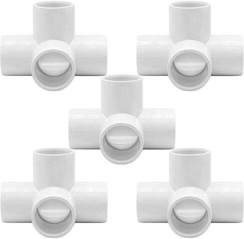 YSIL PVC Fittings Elbow Furniture Grade Connector 4 Way 2 Inch 5Pcs for DIY PVC Structure and Frame,Fits 2" Sch 40 PVC Pipes in Kuwait