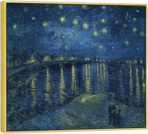 Wieco Art Starry Night Over the Rhone by Van Gogh Famous Oil Paintings Reproduction Modern Framed Giclee Canvas Print Artwork Seascape Pictures on Canvas Wall Art for Home Office Decorations in Saudi Arabia