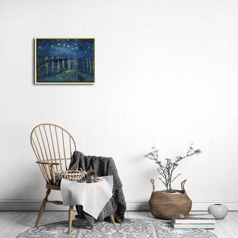 Wieco Art Starry Night Over the Rhone by Van Gogh Famous Oil Paintings Reproduction Modern Framed Giclee Canvas Print Artwork Seascape Pictures on Canvas Wall Art for Home Office Decorations in Saudi Arabia