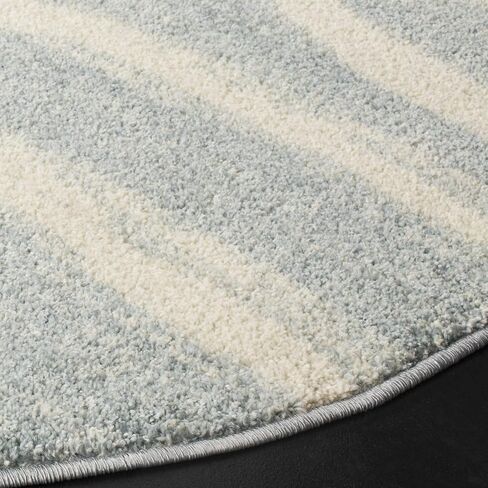 SAFAVIEH Adirondack Collection Area Rug - 6' Round, Cream & Slate, Modern Wave Distressed Design, Non-Shedding & Easy Care, Ideal for High Traffic Areas in Living Room, Bedroom (ADR125T) in Saudi Arabia