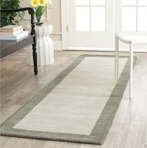 SAFAVIEH Himalaya Collection Runner Rug - 2'3" x 16', Light Grey & Dark Grey, Handmade Wool, Ideal for High Traffic Areas in Living Room, Bedroom (HIM580B) in Saudi Arabia