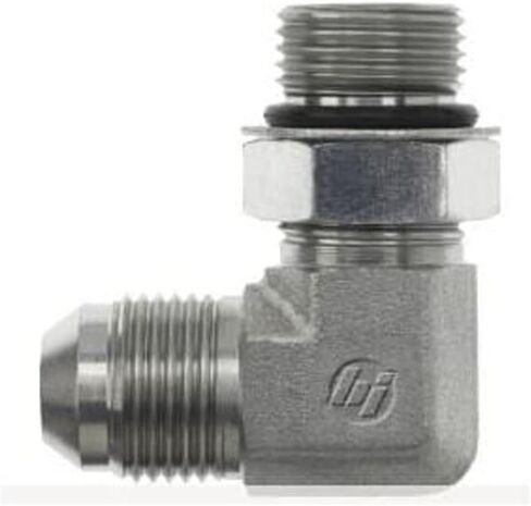 Brennan Industries 6801-12-14-NWO-FG تركيب أنبوب الكوع من الفولاذ المطروق 90 ​​درجة، 1-1/16"-12 SAE x 1-3/16"-12 خيط SAE ORB، 3/4" ذكر JIC x 3/ 4" ذكر قابل للتعديل على شكل حرف O in Saudi Arabia