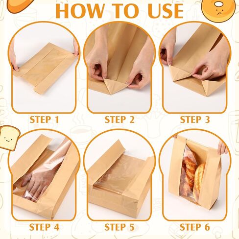 60 Pcs Bread Bags for Homemade Bread, Sourdough Paper Bread Bags with Window, 50% Thicker, Bakery Bags for Storage Bread Cookies and Snacks, Baked Loaf Gifting Bag Bonus Label Seal Stickers in Saudi Arabia